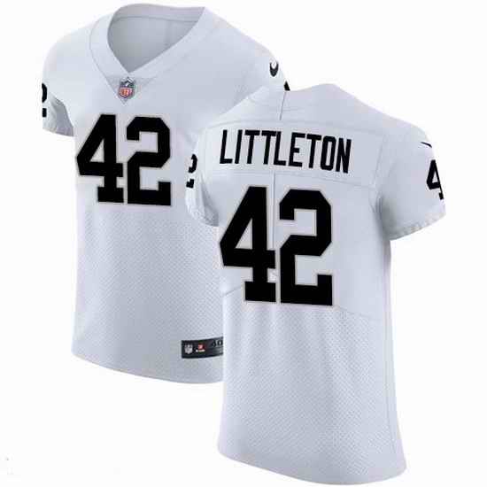 Nike Raiders 42 Cory Littleton White Men Stitched NFL New Elite Jersey